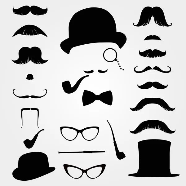 Bigotes y otros accesorios retro — Vector de stock