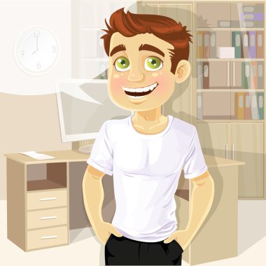 iş adamı ofisinde bir t-shirt logo baskı altında gösterir