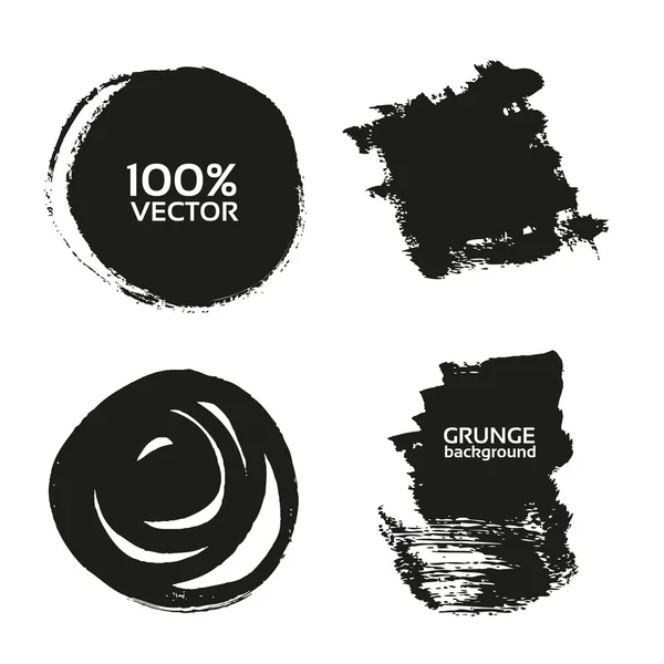 Vector grunge a mano trazos-fondos negros pintados con pincel — Vector de stock