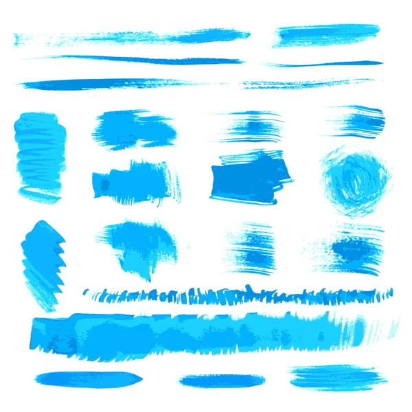 Vector handmade blue strokes set by brush — стоковый вектор