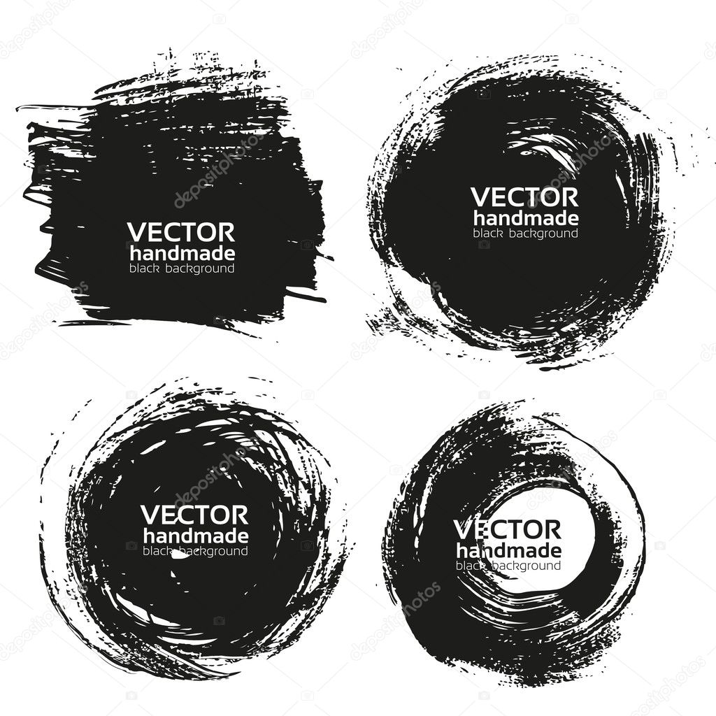 Vector beautiful handmade black strokes- backgrounds painted by brush