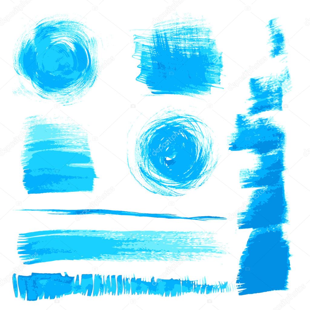 Vector beautiful handmade blue strokes painted by brush