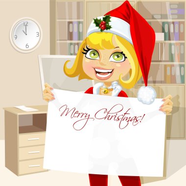 güzel bir iş kadını office tutun merry christmas banner