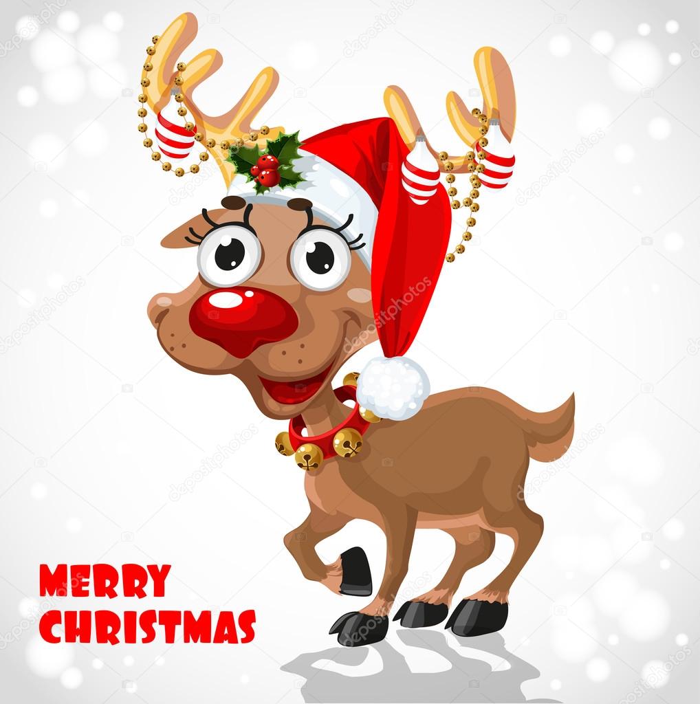 Cute Santa Reindeer with christmas decorations