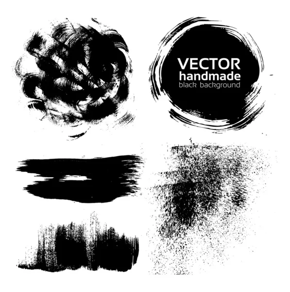 Vector handmade brush strokes set painted by ink — Stock Vector