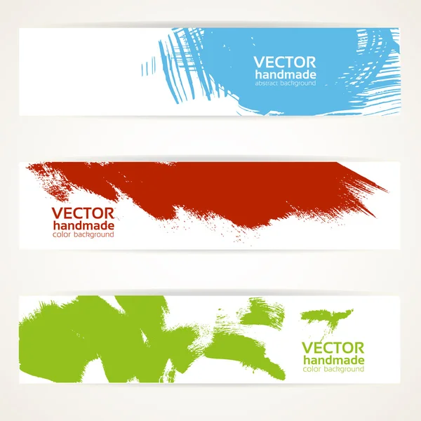 Abstract color vector handdrawn by brush banner set — Stock Vector