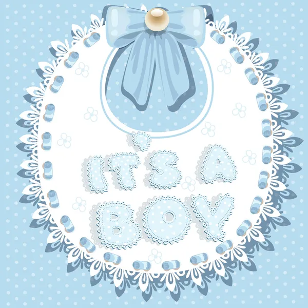 It`s a boy baby shower on bib — Stock Vector