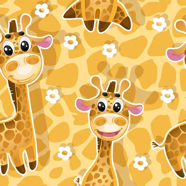 Fundo sem costura com bebês girafas — Vetor de Stock