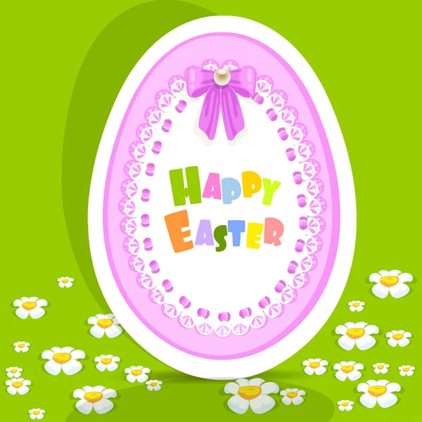 Egg-laced Easter postcard on green background — Stock Vector