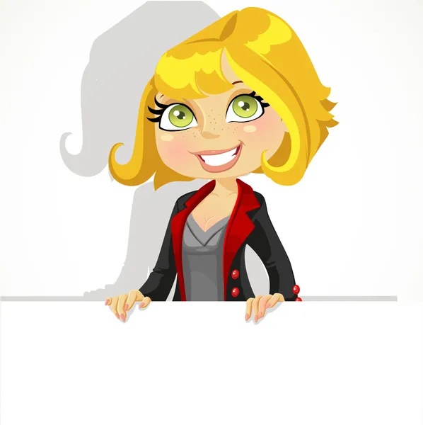 sevimli kız tutarak büyük bir yatay başlık sayfası