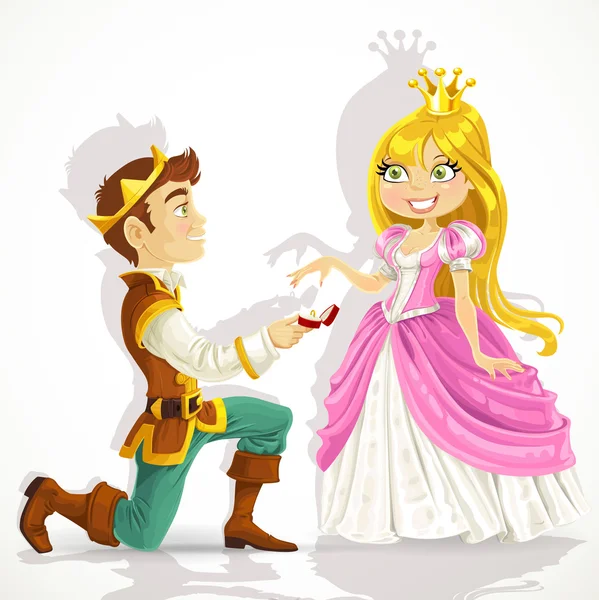 Prince was on his knees asking the princess marriage — Stock Vector