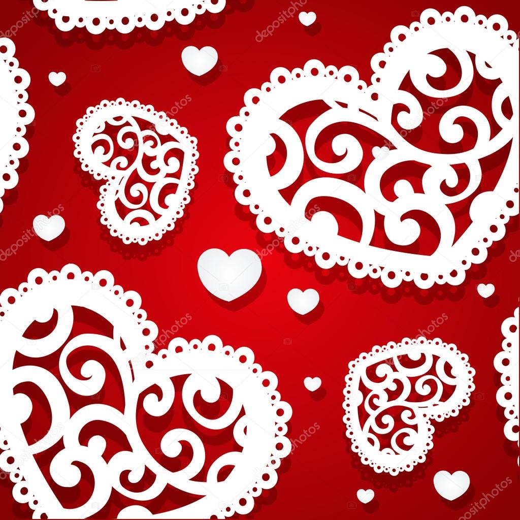 Seamless pattern of appliques of hearts Valentine