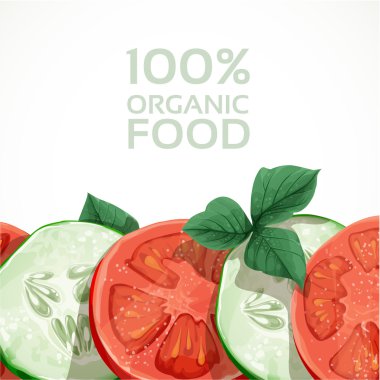 afiş taze sebze domates ve salatalık ile