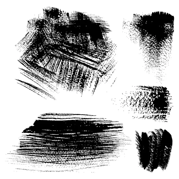 Pinceladas con textura negra sobre fondo blanco — Archivo Imágenes Vectoriales