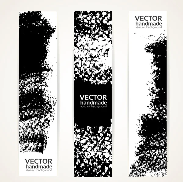 Vertical abstract by black ink strokes banner set — Stock Vector