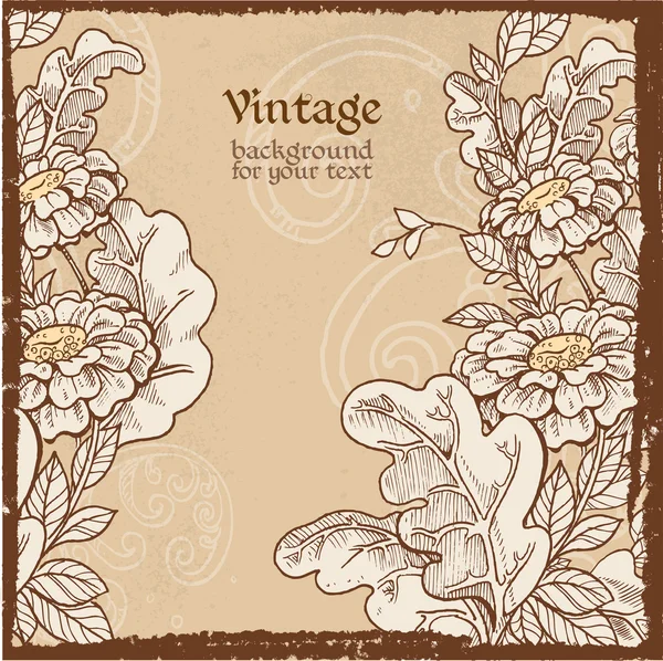 Fondo grunge vintage con flores de prado silvestre — Vector de stock