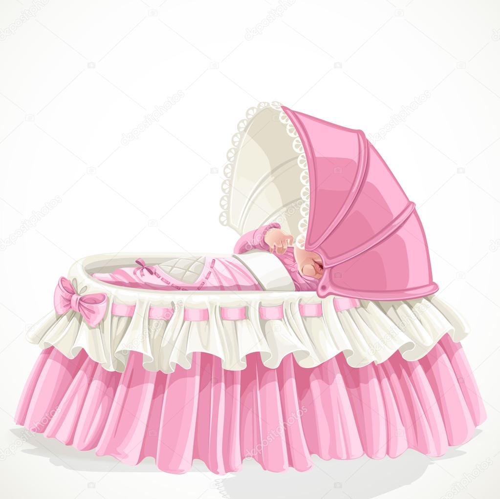 Baby In Pink Cradle Isolated On White Background Stock Vector Image By C Yadviga