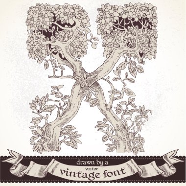 fabl orman elle çizilmiş bir vintage font - x