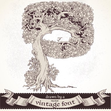 fable orman elle çizilmiş bir vintage font - p
