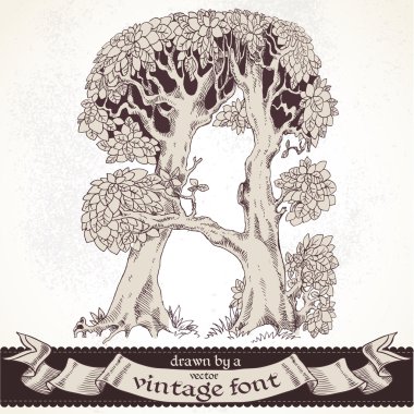 fabl orman elle çizilmiş bir vintage font - bir