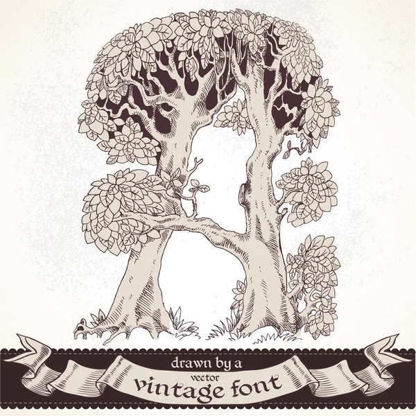 Fable forest hand drawn by a vintage font - A — Archivo Imágenes Vectoriales