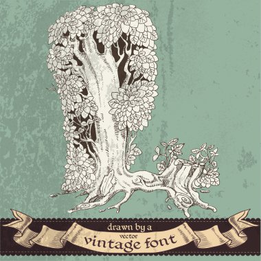 sihirli grunge orman elle çizilmiş bir vintage font - l