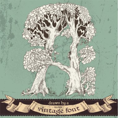 sihirli grunge orman elle çizilmiş bir vintage font - bir