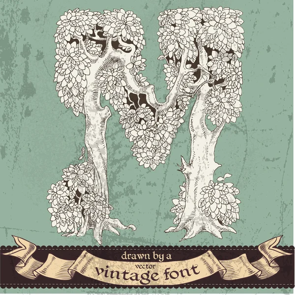 Magia mano di foresta grunge disegnata da un font vintage - m — Vettoriale Stock