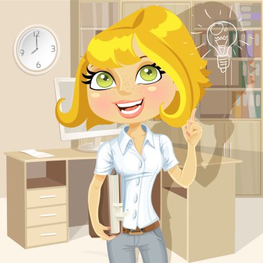 office fikir ilham bir kitap ile şirin kız