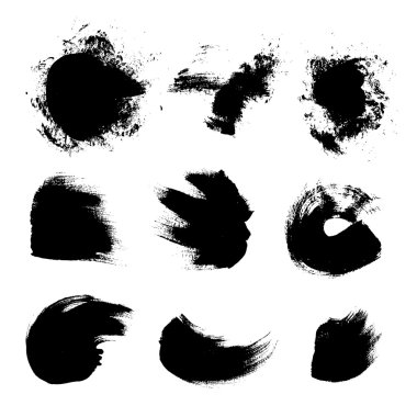 Abstract strokes of different freeform brush on paper clipart