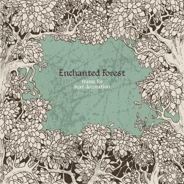 Cadre pour la décoration de texte sombre Forêt enchantée — Image vectorielle