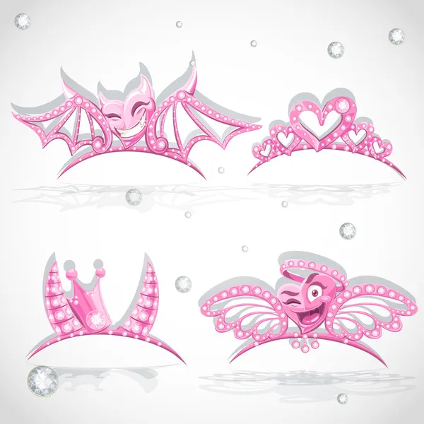 Diademas Rosa conjunto con corazones para el traje de carnaval al ángel una — Vector de stock