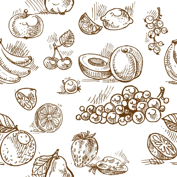 Padrão sem costura de doodles de frutas de verão — Vetor de Stock