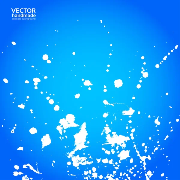 Fondo azul con salpicaduras de pintura blanca — Vector de stock