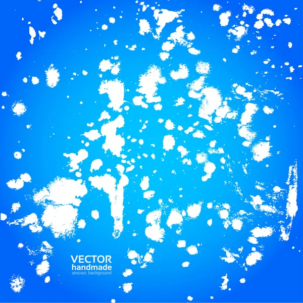 Blue abstract background with splashes of white paint — Stock Vector