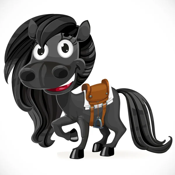 Cavalo do bebê negro bonito dos desenhos animados — Vetor de Stock