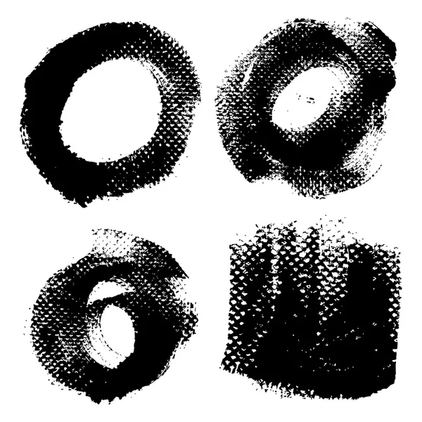 Round textured prints with paint on paper set 2 — Stock Vector