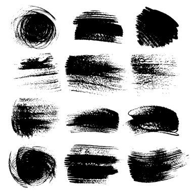 Textured brush strokes drawn a flat brush and ink set 2 clipart