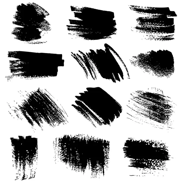 Textured brush strokes drawn a flat brush and ink set1 — Stock Vector