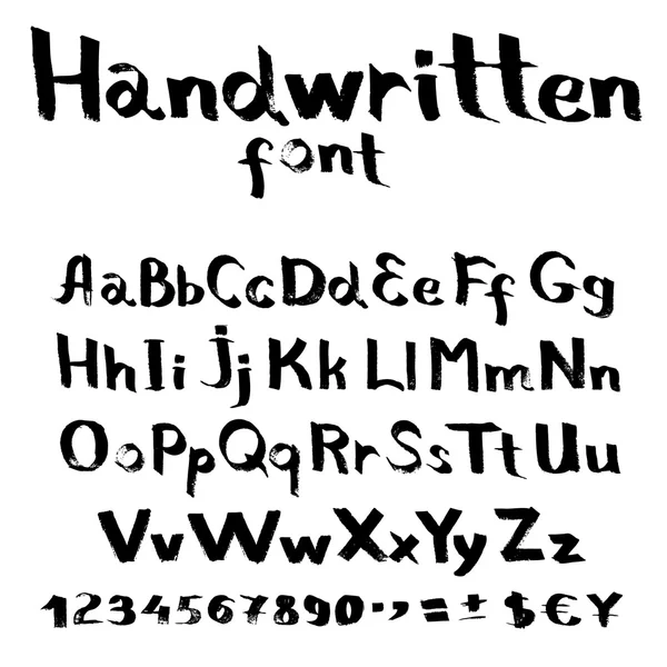 Рукописный шрифт с плоской кистью и чернилами — стоковый вектор