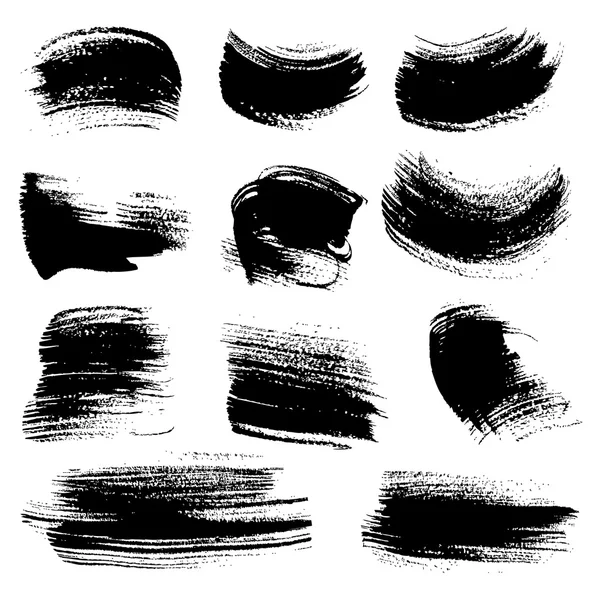 Textured brush strokes drawn a flat brush and ink set 4 — Stock Vector