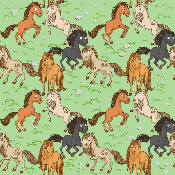 Seamless pattern of cute horse — Stock Vector