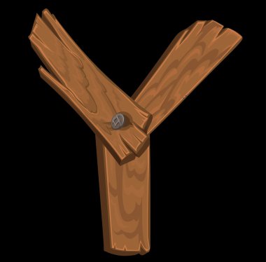 ahşap alfabe - siyah arka plan üzerine harf y