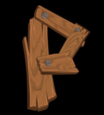 ahşap alfabe - siyah arka plan üzerine harf p