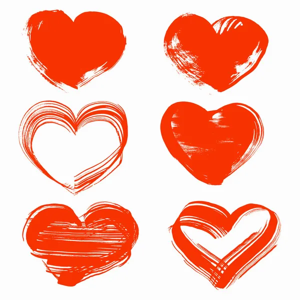 Corazones dibujados con un pincel y pintura para el Día de San Valentín — Vector de stock