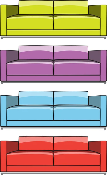 Sofa in some color variations — Stock Vector