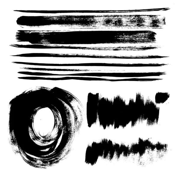 Set of texture strokes of black paint for your design vector — Stock Vector