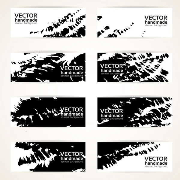 Conjunto de vector negro abstracto dibujado a mano por banners de pincel — Vector de stock