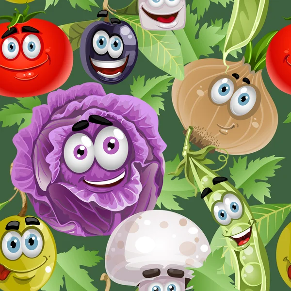 Nahtlose Hintergrund mit Gemüse lächelt — Stockvektor