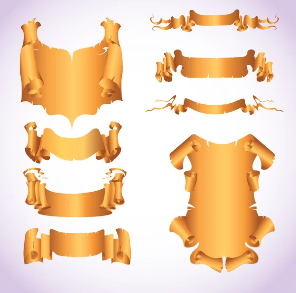 Um grande conjunto de pergaminho antigo e misterioso. Conjunto de elementos para projeto — Vetor de Stock